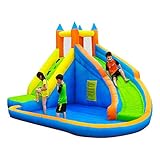 Doctor Dolphin Inflatable Water Slide ,Long Slides for Kids Backyard with Climbing Wall,Kids Bounce...