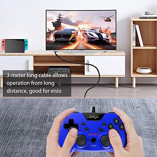 Andoer PG-SW012 Controlador com fio Gamepad Dual-Vibration Turbo 3-medidores Substituição do cabo pa