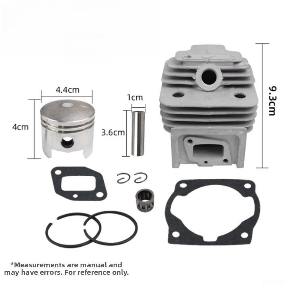 Cylindre robuste de 44 mm et kit de piston pour moteur à balais 52 cc 44-5 de remplacement avec construction métallique pour jardins (A)