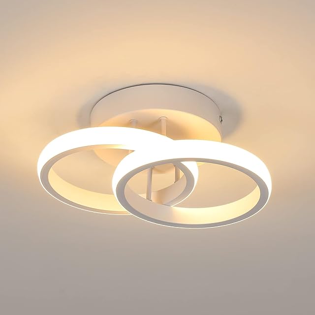 Goeco Lampa sufitowa LED, 2 żarówki, nowoczesna, okrągła lampa sufitowa, 3000 K, ciepła biel, 22 W, silikonowa obudowa, lampa LED do salonu, sypialni, kuchni (biała, model 1)