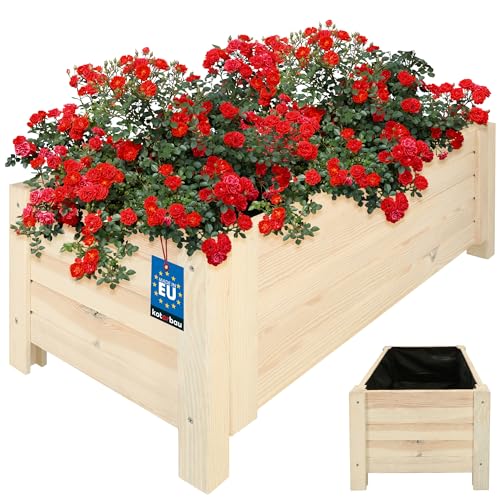 KOTARBAU® Blumenkasten Holz für draußen Pflanzkasten lang 79cm Breite 39cm Weiß Pflanzkübel Holz outdoor Blumenkiste für Terrasse & Balkon Blumenkasten Holzoptik Kräuterkiste