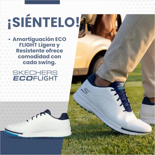 Miniatura 4 de Skechers Tenis De Golf Tempo Sin Pinchos Impermeables Y Ligeros Para Hombre, Blanco Azul Marino Azul, 40 Eu
