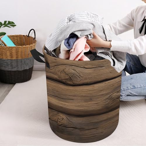 Cestas de madera de roble blanco envejecido, cesta de lavandería, impermeable, plegable, cesta de almacenamiento para ropa sucia, cesta de lavandería para sala de estar y baño - imagen 8