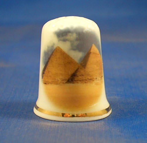 Porcelain China Collectible Thimble - Pyramids Egypt with Box