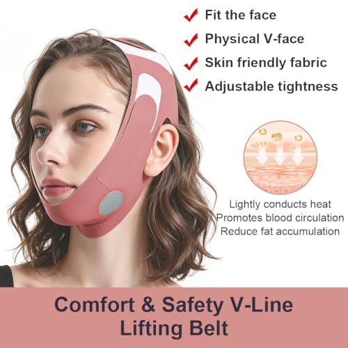 Image of MAYCREATE Graphene Upgrade Double Chin Lift Mask V-Line Face Jawline Shaper Face Tightening And Lifting Mask Bandage Chin Up Strap for Sleeping, Slimming, Sagging Prevention - Red