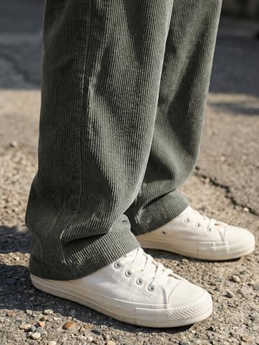 Image of JMIERR Mens Corduroy Pants Wide Leg Baggy Sweatpants | Loose Fit Joggers, Elastic Waist Drawstring, Casual Sweatpants, Vintage Pants, Fall Winter Fashion, Streetwear