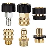 LEXRUSTI Pressure Washer Adapter Set, Quick Disconnect Kit, M22 Swivel to 3/8'' Quick Connect, 3/4' to Quick Release,5000PSI
