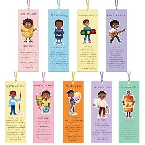 Zaamwoyy Black History Month Bookmarks 180 Pcs African American Historical Figure Book Marks Gifts(6 2 in) Double-Sided Laminated Reading Cards with 6 Color Strings for Office & Cultural Display