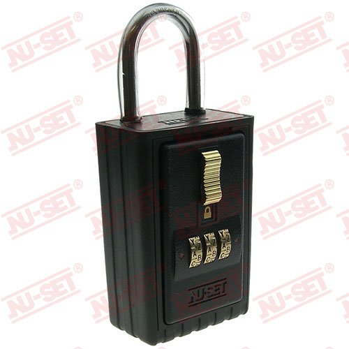 NU-SET2034-3 3-Letter Combination Lock Box with Keyed Shackle and A to Z Dials