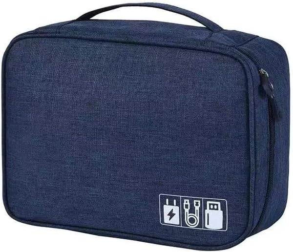 Bolsa organizadora de cables para mujeres u hombres, funda de transporte para accesorios electrónicos, portátil, impermeable, doble capa, bolsa de