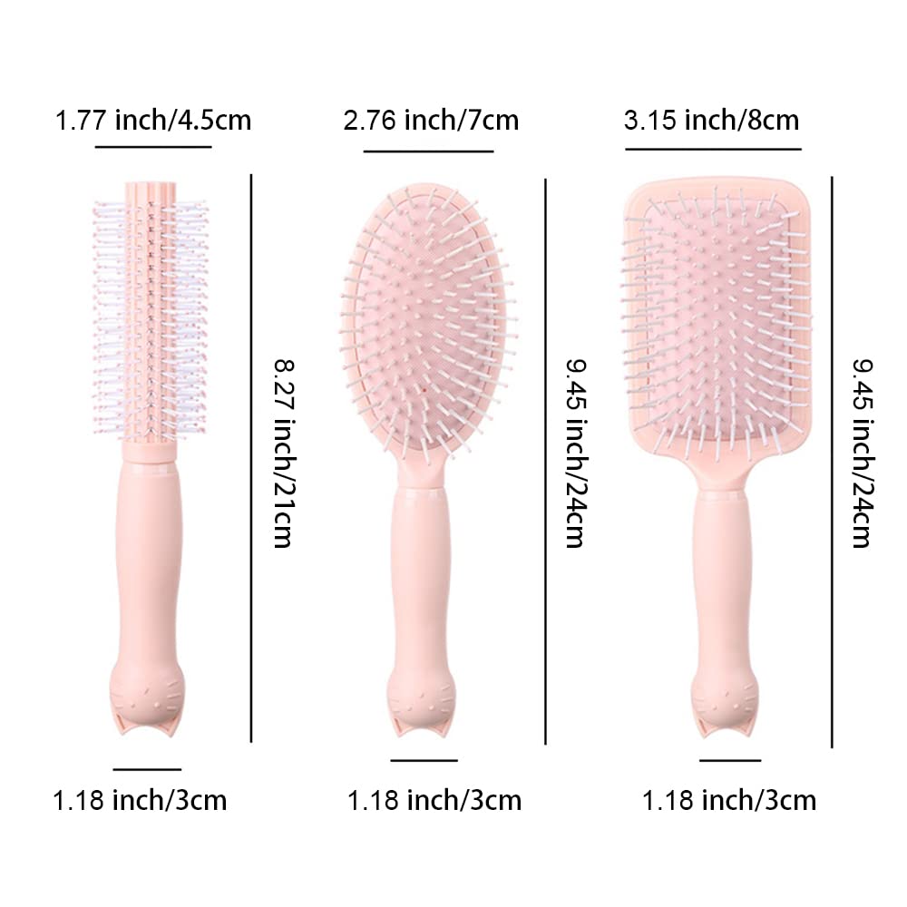 Hair Brush Set - Women & Men Paddle Brush, All Hair Types, Wet or Dry, Detangle & Massage, pink - Image 2