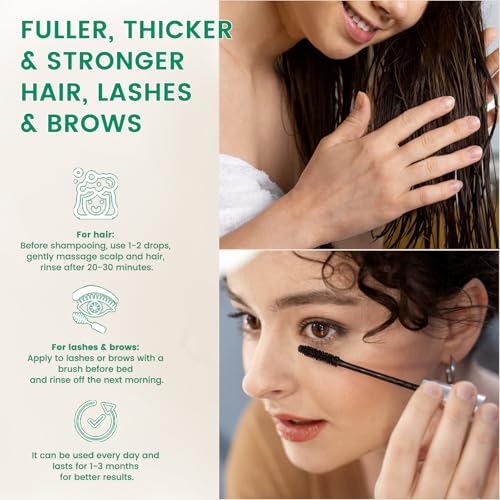 Image of PHATOIL Castor Oil Organic Cold Pressed Unrefined Glass Bottle with Pump, 236 ml (8 fl.oz) USDA Certified Organic Castor Oil for Hair Growth, Eyelashes, Eyebrows, Pack Wraps, Carrier Oil, Hexane Free