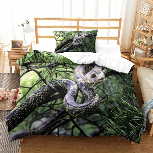 Housse de couette serpent microfibre 3D parure zippée lit enfant - 3