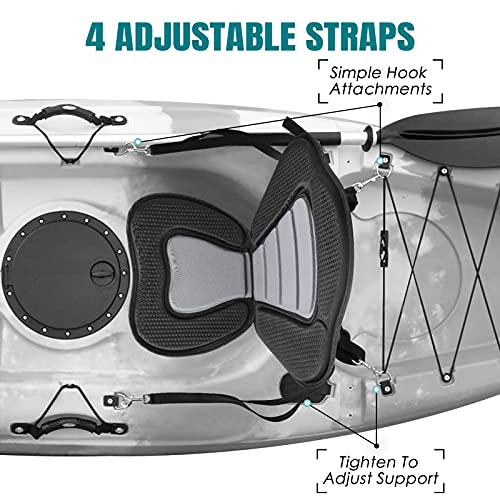 Solomone Cavalli Deluxe Padded Kayak Seat With Storage Bag, Adjustable Cushions For Canoe Fishing Boat Paddle Board Sit-On-Top Kayaks, Universal Size With Back Support, 2 Pack #TOP4