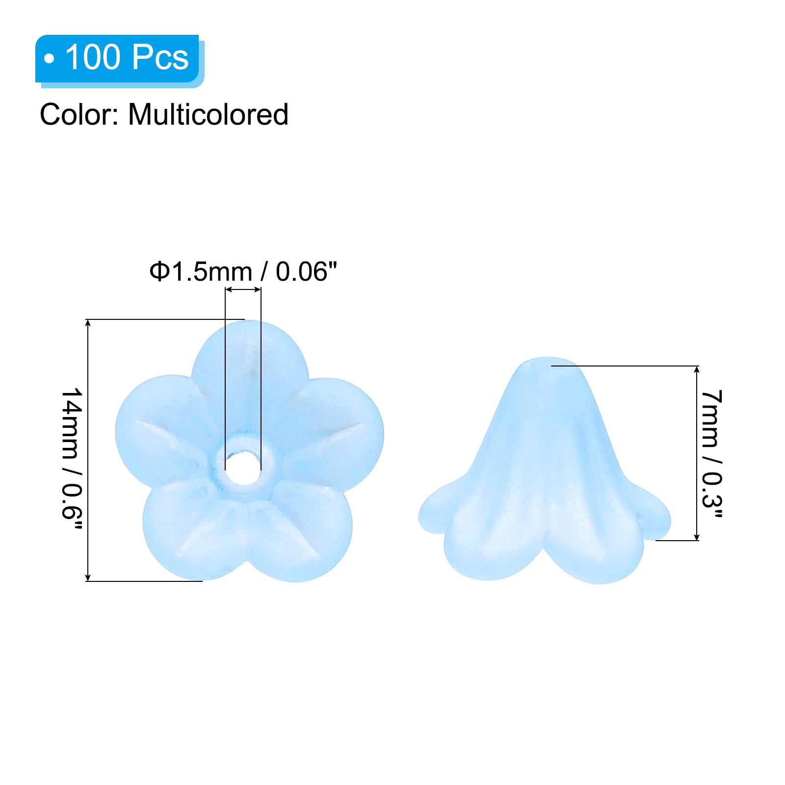 PATIKIL Frosted Flower Beads, 100 Pcs Acrylic Trumpet Flower Beads for Bracelets Earrings, Necklaces - Image 2