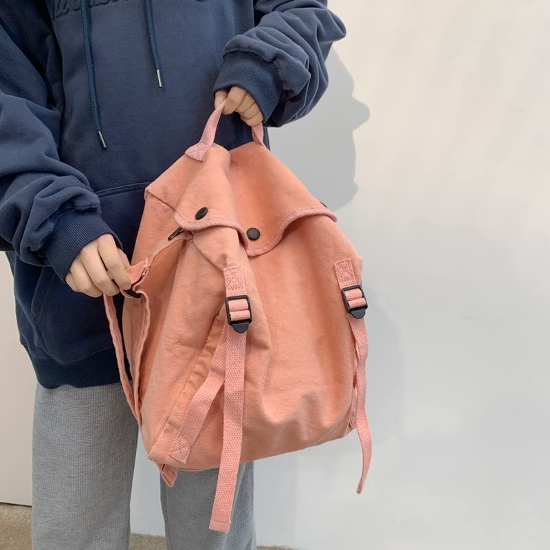 Image of Womens Mens Crossbody Bag Canvas Messenger Bag for School Aesthetic Hobo Bag Vintage Harajuku Hippie Shoulder Bag (Pink)