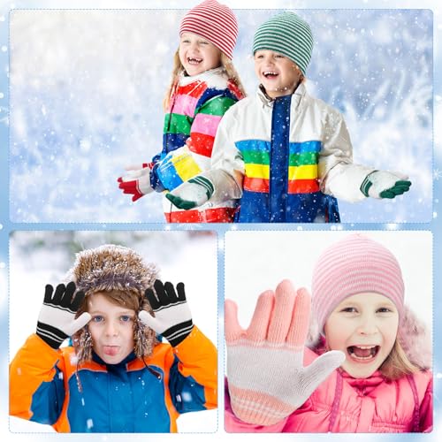 Image of Chuarry 144 Pcs / 72 Sets Kids Winter Hats and Gloves Bulk, Knit Hat Gloves Pack Unisex Winter Gift for Boys Girls Donation