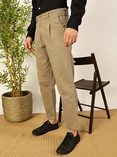 Image of Thomas Scott Men's | Solid | Light Weight | Breathable Fabric | 4 Pocket | Mid Rise | Relaxed Fit | 100% Cotton | Button Waist | Chino Trouser | Pants