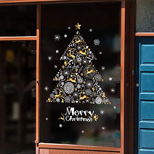 クリスマス Xmas デコレーション ガラス シール ステッカー ゴールド クリスマスウォールステッカー 壁紙 シール 窓デコシール店舗