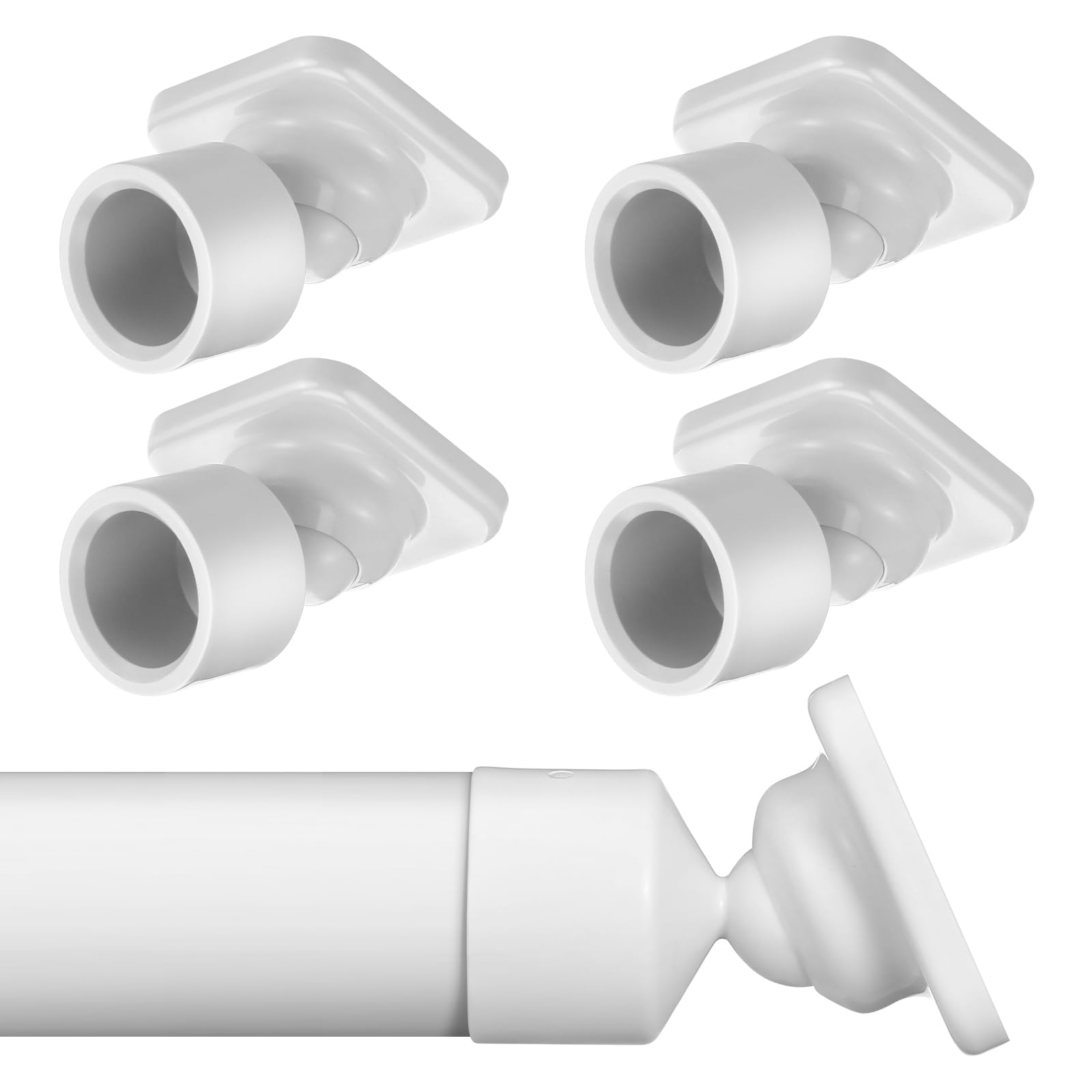 Newtay 4 Sets Angled Shower Rod Mount for Sloped Walls, 25 mm, White