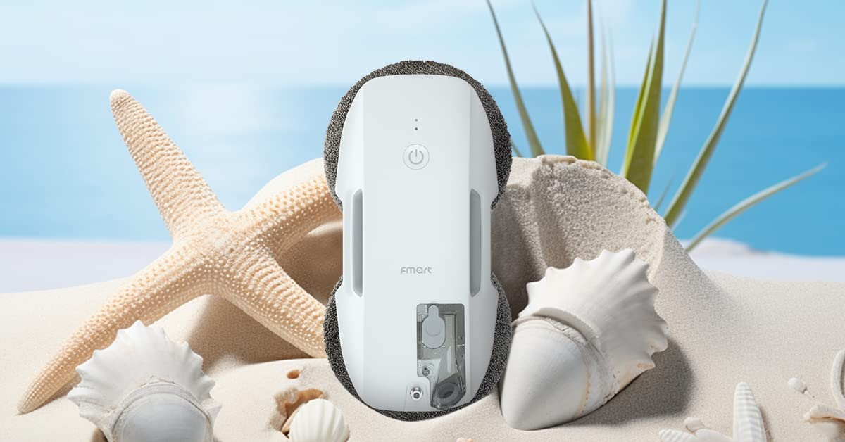 FMART T10 Robot lavavetri, lavavetro elettrico con getto automatico Spruzzo, Serbatoio dell'acqua da 120 ml, potente potenza di aspirazione 3800pa, Lavavetri Finestre con Telecomando