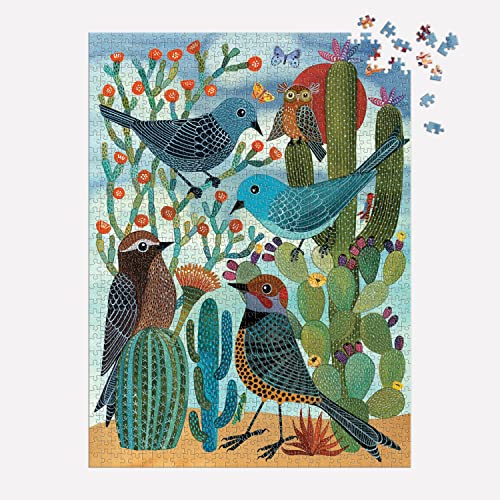 Galison - Desert Avian Friends Rompecabezas de 1000 piezas para adultos, ilustración de aves coloridas, talla terminada 27" x 20" miniatura 5