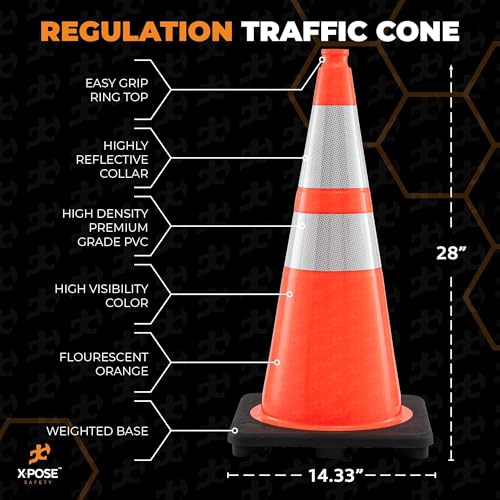Image of Xpose Safety 28 inch Orange Traffic Cones, Bulk Half Pallet 150-Pack
