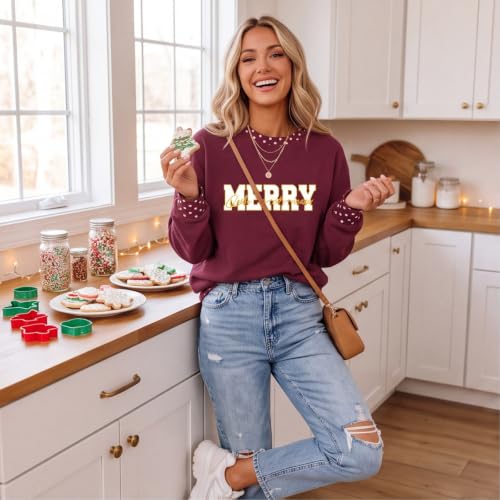 Christmas Sweatshirts for Women Crewneck Trendy Polka Dot Sweatshirt - image 3