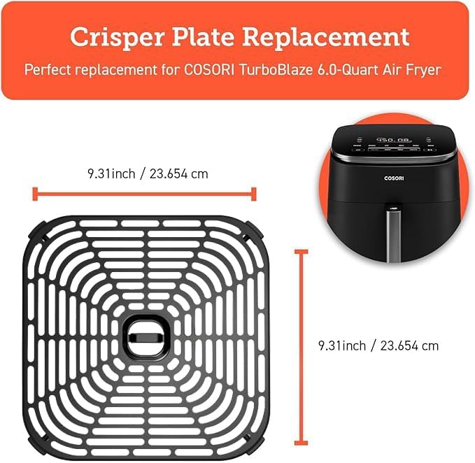 COSORI Turboblaze 6Qt Air Fryer Original Crisper Tray, Replacement Accessories for CAF-DC601-KUS Air Fryer, Ceramic, Non-Stick, Dishwasher-Safe, CRP-DC601RC-KUS, Dark gray - Image 2