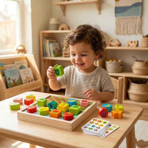 Image of HAPPY HUES Sorting & Stacking Toy- Skills Enhancement Motor Skill Toys for Toddlers /Kid -Magnetic- Capture The Worms Toys | Early Educational-Montessori Toy (Farm Sorting)