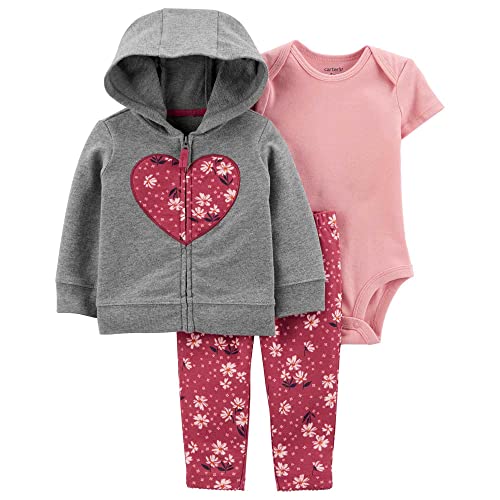 Image of Carter's Baby Girls' Cardigan Sets (Floral/Heather/Pink, 3 Months)