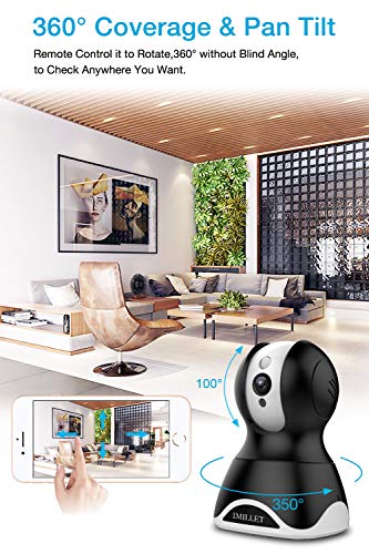 WiFi Pet Camera IMILLET Dog Camera with Phone App FHD Indoor Cat Camera Pet Monitor Night Vision 2 Way Audio Motion Detection (Black)