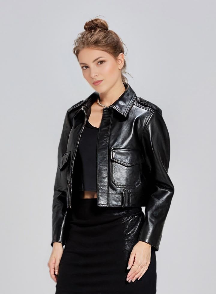Boxibany Designer Black Women leather jacket4