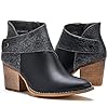 TINSTREE-Womens-Point-Toe-Ankle-Boots-Snakeskin-Button-Down-Cut-Chunky-Stacked-Heel-Bootie-Fashion-Booties-Side-Zip-Runs-SmallPls-Choose-One-Size-Larger
