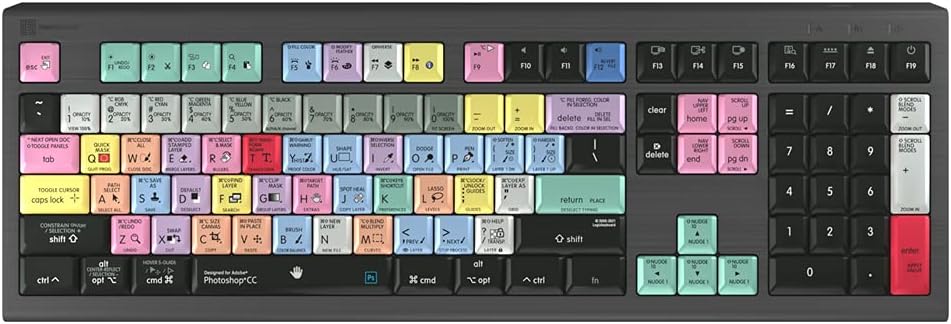 Logickeyboard Designed for Adobe Photoshop CC Compatible with macOS- Astra 2 Backlit Keyboard # LKB-PHOTOCC-A2M-US