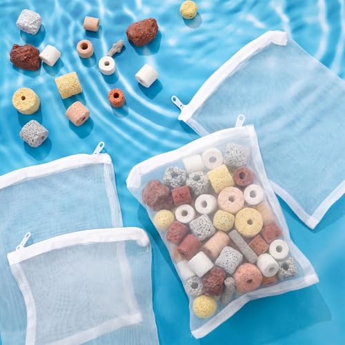 Image of Geiserailie 4 Pcs Aquarium Filter Media Bags 150 Micrometer Fine Filter Bags Mesh Reusable with Zipper for Activated Carbon Resins (5.5 x 7.9 Inch)