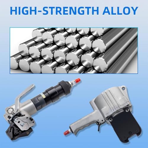 3-in-1 Pneumatic Steel Strapping Machine, Heavy Duty Metal Strapping Tool Set, Portable Tensioner Cutter Sealer for 19mm Steel Bands, Efficient Packaging Solution
