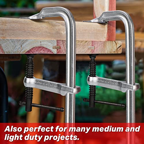 SHALL 4-Pack Bar Clamps Set, 12-Inch Light-duty Drop Forged Steel Bar Clamps, Steel F Clamps with Max 450Lbs Load Limit for Welding, Woodworking, Metal working, DIY and Crafts by SHALL - Used condition - Image 7