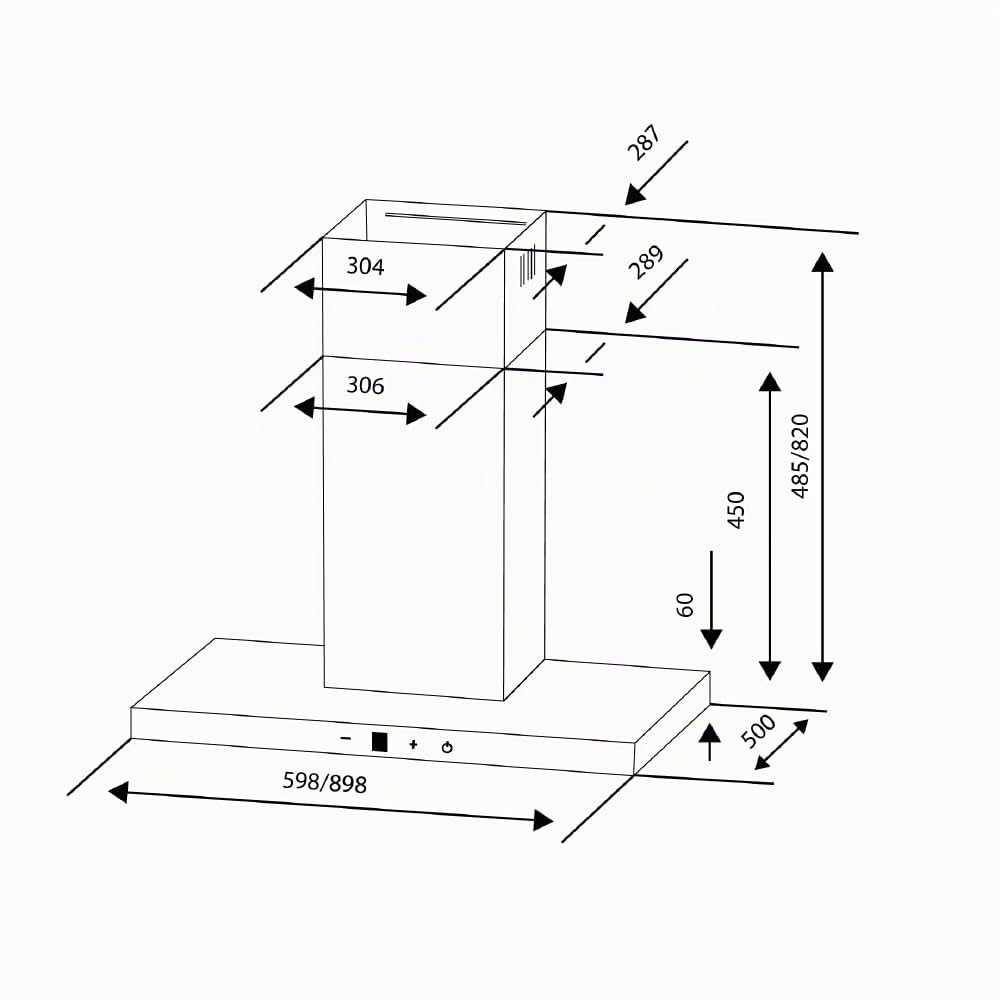 Aspes Campana Extractora Tipo T 60cm Cristal negro ACPT600AN. Potencia 800m3/h, Tiro Doble, 4 Velocidades, Control Táctil, Filtro apto para Lavavajillas.