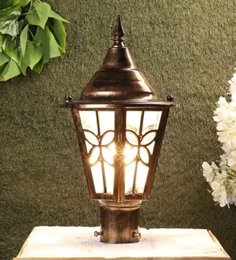 ZOREZA - Gate Light for Home Gate Lamp Enhance Your Gate Lights for Outdoor Decor with Gate Lamps for Outdoor Zizag Copper Metal Gate Light - Stylish and Durable Lighting (2)