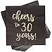 100-Pack Cocktail Napkins Bulk, 3-ply Cheers to 30 Years! Gold Foil Disposable Paper Napkins for Birthday & Anniversary, Folded 5 x 5 Inches