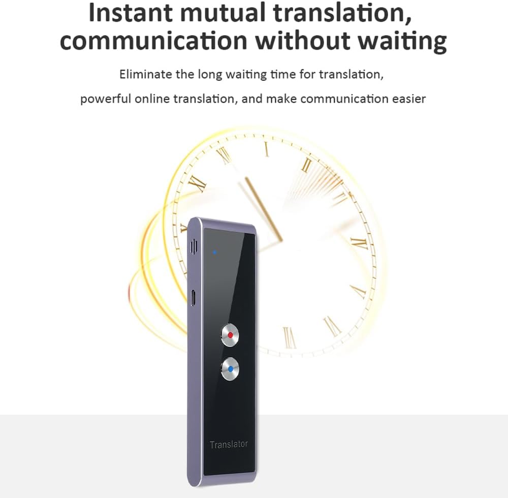 Portable Language Translator Device Smart Voice Translation Stick 97 Languages Online Real Time Speech to Text Simultaneous Interpretation for Travel Business Communication Black (Grey)
