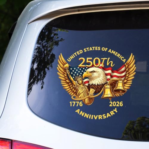 Image of 2pcs 250th Anniversary USA Car Window Decal Eagle Wings Sticker | 1776-2026 American Independence Commemorative Decals USA Patriotic 4th of July Vinyl Bumper Stickers for Car Truck 10 inch