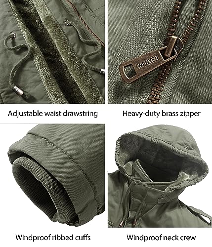 Image of WenVen Men's Winter Thickened Military Parka Jacket Warm Coat