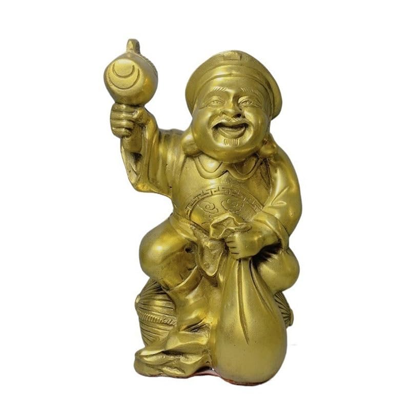 Posąg Buddy do wnętrz machający Bogiem Bogactwa Posąg Mosiężny Posąg Buddy Zen Bogactwo Dom Ozdoby Mosiężne Biuro Feng Shui Dekoracje Medytująca Statua Buddy Figurka Rzeźba