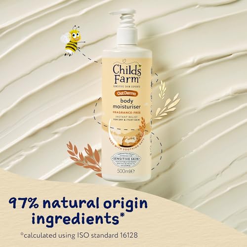 Childs Farm OatDerma Body Moisturiser, Fragrance Free, Soothing Hydration, Sensitive Skin, Emollient, Baby, Kids, 500ml - Image 6