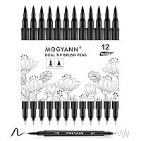 Mogyann Felt Tip Pens, 12 Pack Black Markers Colouring Pens for Art Drawing Sketching