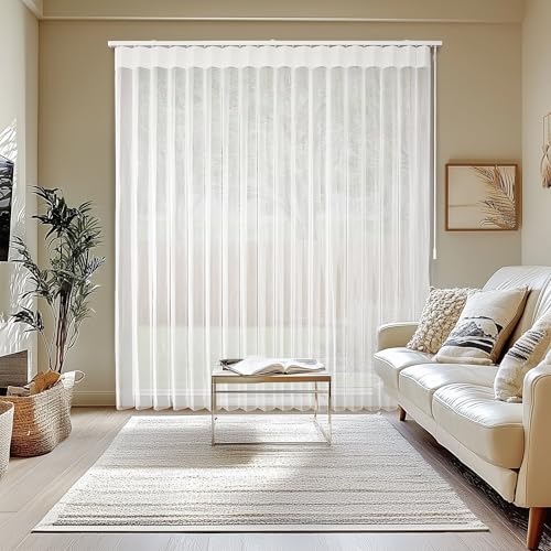 CHICOLOGY Elegant White Sheer Vertical Blinds for Home, Large Indoor Windows, Sliding Door, Patio (78' W x 84' H) Adjustable, Bed Room Divider, Light-Filtering, Blackout Shade Curtains, Easy Install