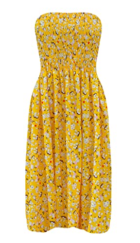 Image of Zyyfly Strapless Dress for Women Summer Beach Boho Smocked Tube Top Dress