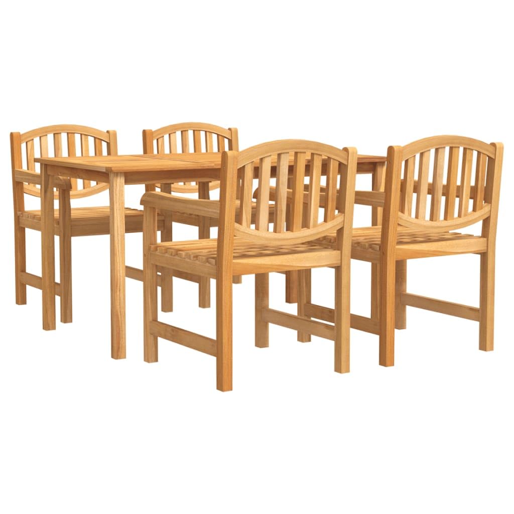 Set di mobili da giardino in teak, 140 cm, 4 sedie pieghevoli con bracciolo, robusto, per terrazze, esterni, lounge